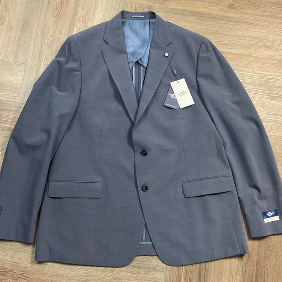 NWT Hart Schaffner Marx New York Fit Soft Suit Jacket Mens 48 42 Steel Blue Wool